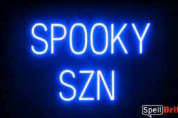 SPOOKY SZN sign, featuring LED lights that look like neon SPOOKY SZN signs