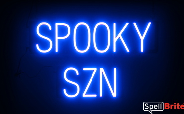 SPOOKY SZN sign, featuring LED lights that look like neon SPOOKY SZN signs