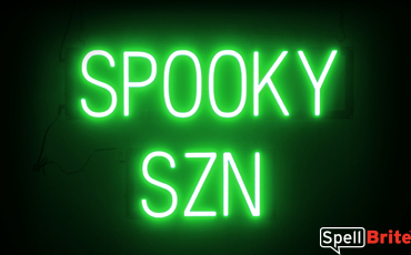 SPOOKY SZN sign, featuring LED lights that look like neon SPOOKY SZN signs