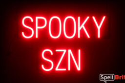 SPOOKY SZN sign, featuring LED lights that look like neon SPOOKY SZN signs