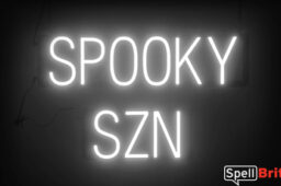 SPOOKY SZN sign, featuring LED lights that look like neon SPOOKY SZN signs