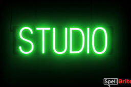 Studio sign, featuring LED lights that look like neon Studio signs