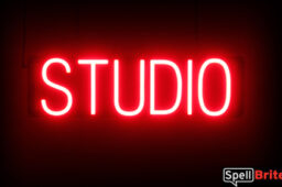 Studio sign, featuring LED lights that look like neon Studio signs