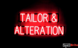 TAILOR & ALTERATION LED lighted signs that use click-together letters to make window signs