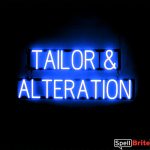 TAILOR ALTERATION sign, featuring LED lights that look like neon TAILOR ALTERATION signs
