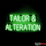 TAILOR ALTERATION sign, featuring LED lights that look like neon TAILOR ALTERATION signs