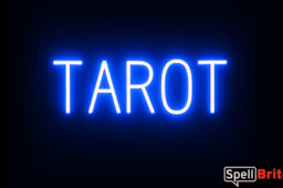 TAROT sign, featuring LED lights that look like neon TAROT signs