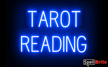 TAROT READING sign, featuring LED lights that look like neon TAROT READING signs