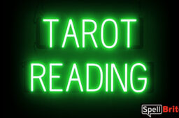 TAROT READING sign, featuring LED lights that look like neon TAROT READING signs
