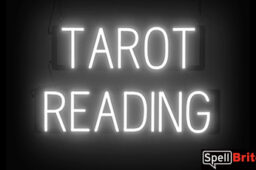 TAROT READING sign, featuring LED lights that look like neon TAROT READING signs