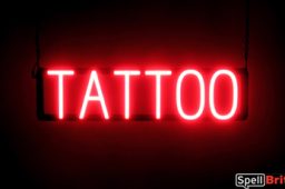 TATTOO sign, featuring LED lights that look like neon TATTOO signs