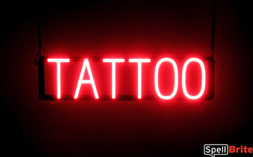 TATTOO sign, featuring LED lights that look like neon TATTOO signs