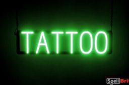 TATTOO sign, featuring LED lights that look like neon TATTOO signs