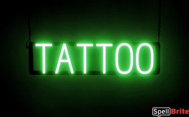 TATTOO sign, featuring LED lights that look like neon TATTOO signs