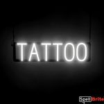 TATTOO sign, featuring LED lights that look like neon TATTOO signs