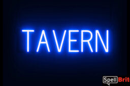 TAVERN sign, featuring LED lights that look like neon TAVERN signs