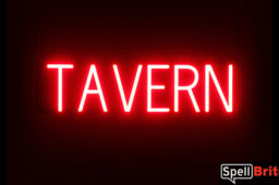 TAVERN sign, featuring LED lights that look like neon TAVERN signs