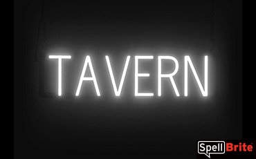 TAVERN sign, featuring LED lights that look like neon TAVERN signs