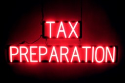 TAX PREPARATION LED sign that looks like lighted neon signs for your business