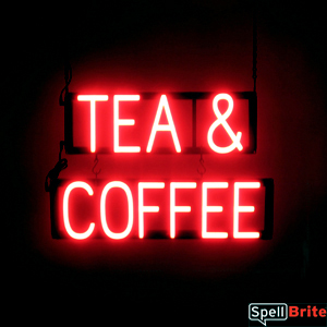 TEA & COFFEE lighted LED signs that use changeable letters to make personalized signs