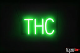 THC sign, featuring LED lights that look like neon THC signs