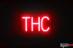 THC sign, featuring LED lights that look like neon THC signs