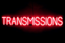 TRANSMISSIONS LED signs that are an alternative to lighted neon signage for your auto shop