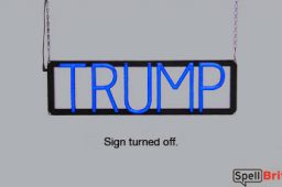 TRUMP sign, featuring LED lights that look like neon TRUMP signs