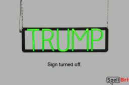 TRUMP sign, featuring LED lights that look like neon TRUMP signs