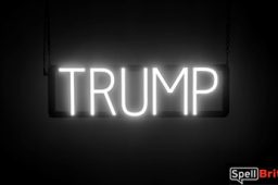 TRUMP sign, featuring LED lights that look like neon TRUMP signs