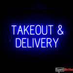 TAKEOUT DELIVERY sign, featuring LED lights that look like neon TAKEOUT DELIVERY signs