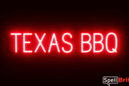 TEXAS BBQ sign, featuring LED lights that look like neon TEXAS BBQ signs