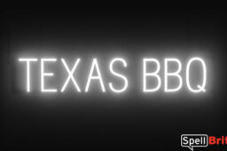 TEXAS BBQ sign, featuring LED lights that look like neon TEXAS BBQ signs