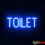 TOILET sign, featuring LED lights that look like neon TOILET signs