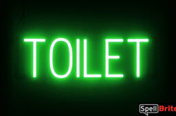 TOILET sign, featuring LED lights that look like neon TOILET signs