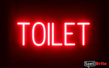 TOILET Sign – SpellBrite’s LED Sign Alternative to Neon TOILET Signs for Businesses in Red