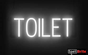 TOILET sign, featuring LED lights that look like neon TOILET signs