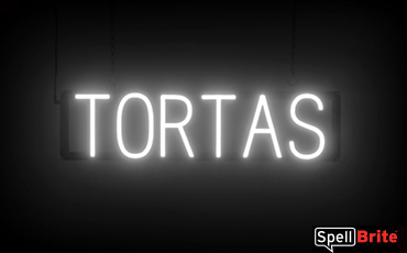 Tortas sign, featuring LED lights that look like neon Tortas signs