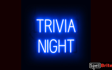 TRIVIA NIGHT sign, featuring LED lights that look like neon TRIVIA NIGHT signs