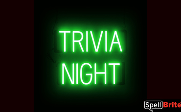 TRIVIA NIGHT Sign – SpellBrite’s LED Sign Alternative to Neon TRIVIA NIGHT Signs for Bars in Green