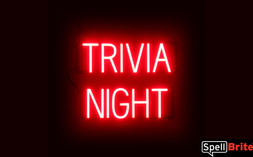 TRIVIA NIGHT sign, featuring LED lights that look like neon TRIVIA NIGHT signs