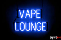 VAPE LOUNGE sign, featuring LED lights that look like neon VAPE LOUNGE signs