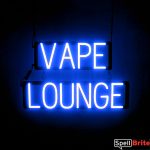 VAPE LOUNGE sign, featuring LED lights that look like neon VAPE LOUNGE signs