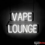VAPE LOUNGE sign, featuring LED lights that look like neon VAPE LOUNGE signs