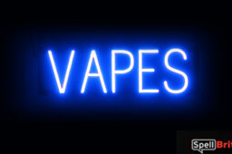 VAPES sign, featuring LED lights that look like neon VAPES signs