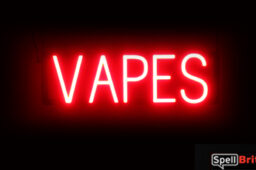 VAPES sign, featuring LED lights that look like neon VAPES signs