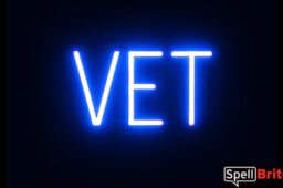 VET sign, featuring LED lights that look like neon VET signs