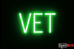 VET sign, featuring LED lights that look like neon VET signs
