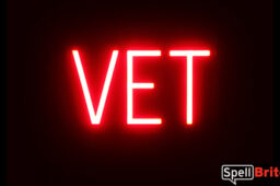 VET sign, featuring LED lights that look like neon VET signs