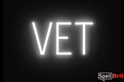 VET sign, featuring LED lights that look like neon VET signs
